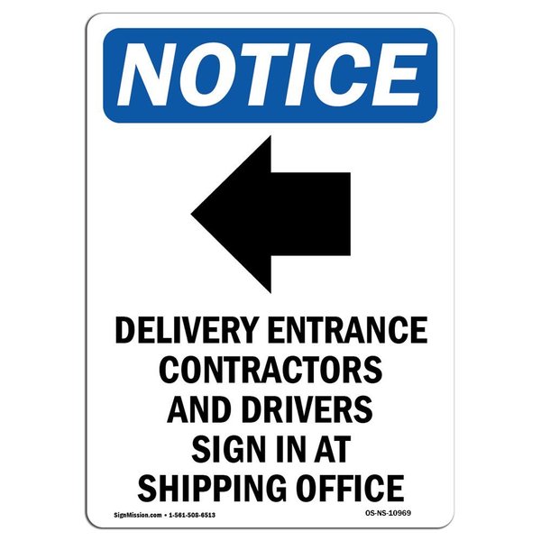 Signmission OSHA Sign, 10" H, Rigid Plastic, Delivery Entrance Sign With Symbol, Portrait, V-10969 OS-NS-P-710-V-10969